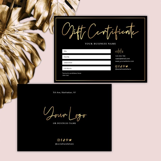 Luxury Salon Black & Gold Glam Gift Certificate (Creator Uploaded)
