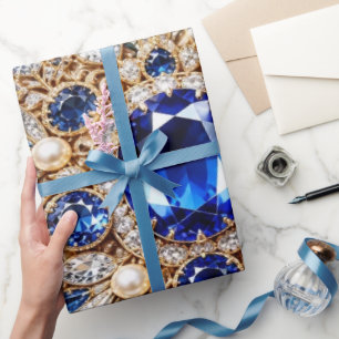 Luxury Sapphire Blue Christmas Gift Wrapping Paper