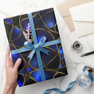 Luxury Sapphire Blue Gold Shine Abstract Pattern Wrapping Paper