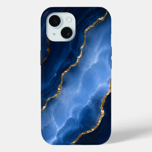 Luxury Sapphire Blue Marble iPhone 15 Case