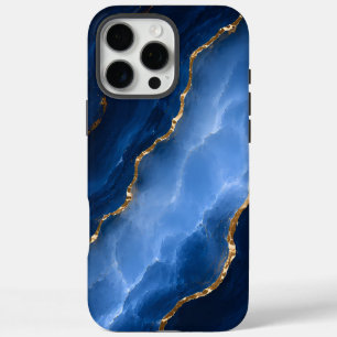 Luxury Sapphire Blue Marble iPhone 16 Pro Max Case