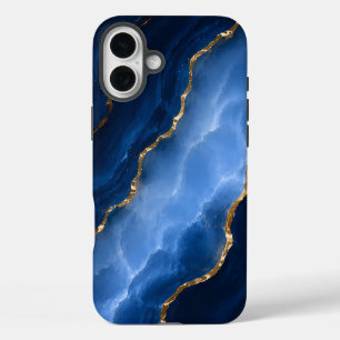 Luxury Sapphire Blue Marble iPhone 16 Plus Case