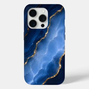 Luxury Sapphire Blue Marble iPhone 15 Pro Case