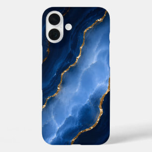 Luxury Sapphire Blue Marble iPhone 16 Plus Case