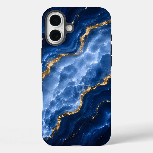 Luxury Sapphire Marble Agate Case-Mate iPhone Case (Back)