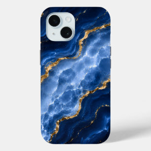 Luxury Sapphire Marble Agate iPhone 15 Case