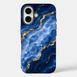 Luxury Sapphire Marble Agate iPhone 16 Case