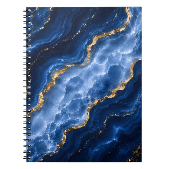 Luxury Sapphire Marble Agate Notebook (Front)