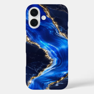 Luxury Sapphire Marble River iPhone 16 Case