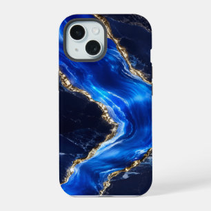 Luxury Sapphire Marble River iPhone 15 Case