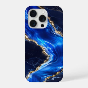 Luxury Sapphire Marble River iPhone 15 Pro Case