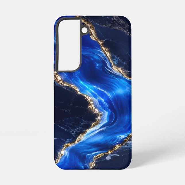 Luxury Sapphire Marble River Samsung Galaxy S22 Case (Back)