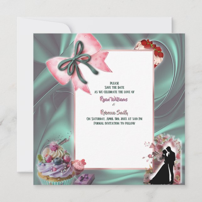 Luxury Satin Bow Save the Date Announcement (Front)