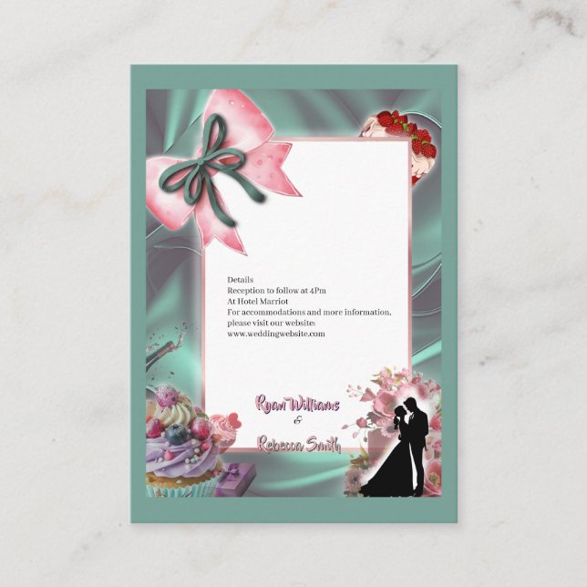 Luxury Satin Bow Wedding Enclosure Card (Front)