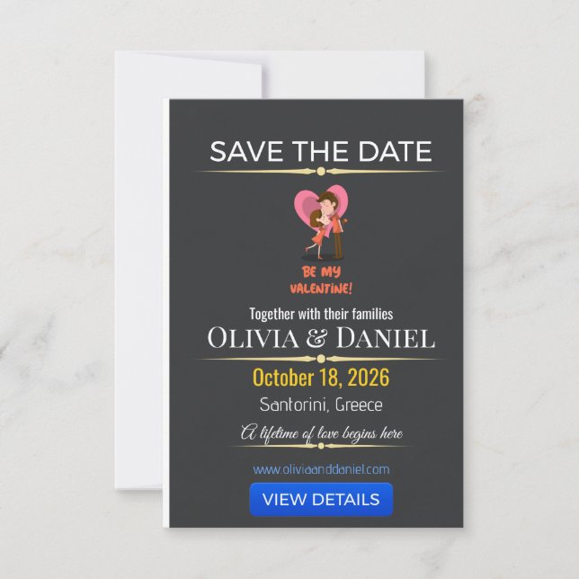 Luxury Save The Date Photo Wedding Card (Front)