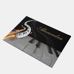 Luxury Saxophone Piano Music Note Personalised  Doormat