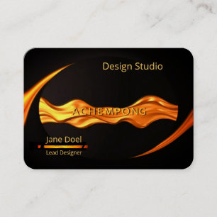 Luxury Scarlet Gold Swirl – High-End Executive Business Card