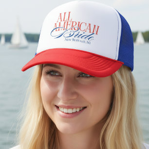 Luxury Script All American Bride Bachelorette Trucker Hat