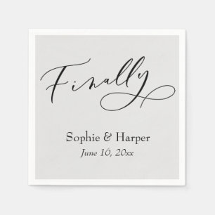 Luxury Script Font Simple Typography Finally Grey Napkin