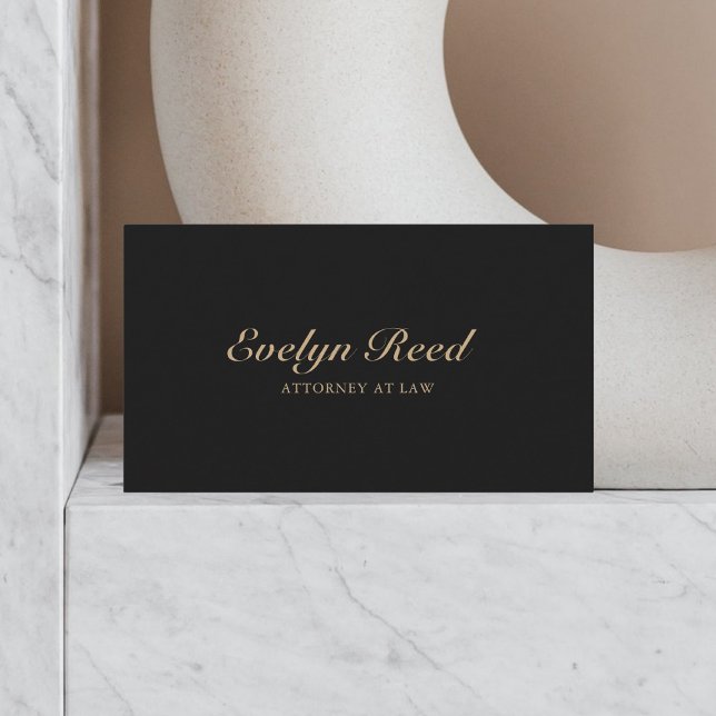 Luxury Script Minimalist QR Code Black Gold Business Card (Creator Uploaded)