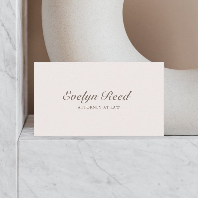 Luxury Script Minimalist QR Code Soft Beige Business Card (Creator Uploaded)