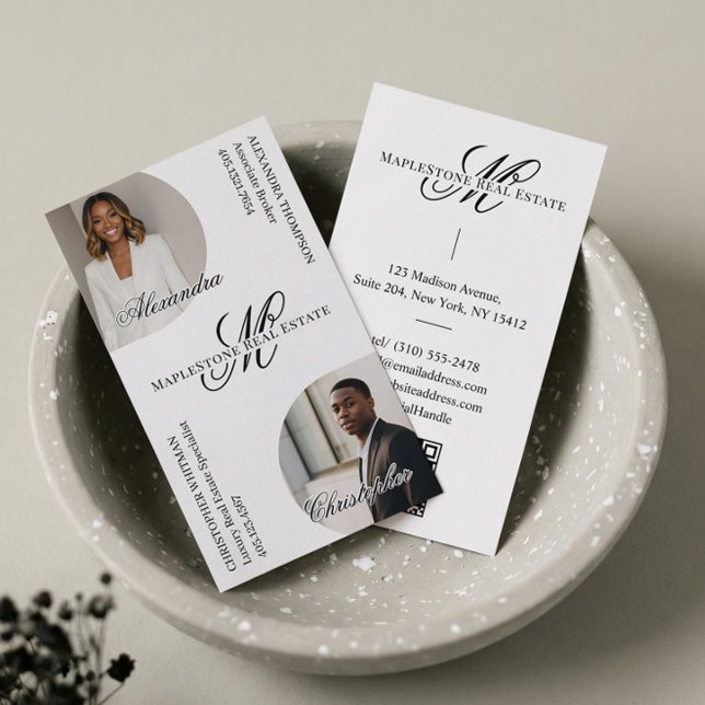 Luxury Script Monogram Real Estate Agents Photos Business Card (Luxury Script Monogram Real Estate Agents Photos Business Card)