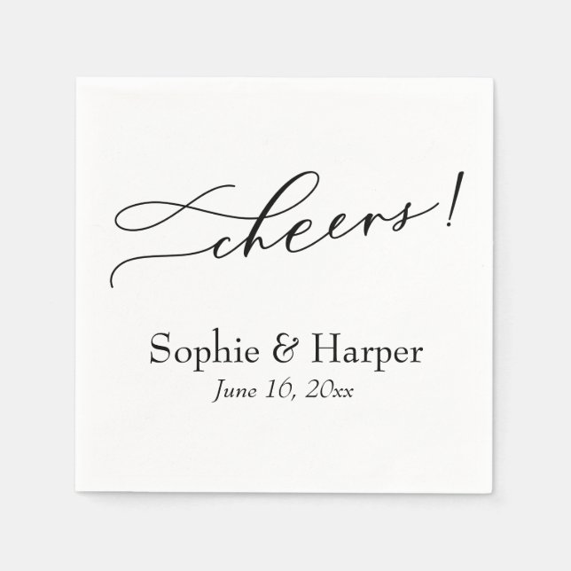 Luxury Script Simple Typography Cheers! Napkin (Front)