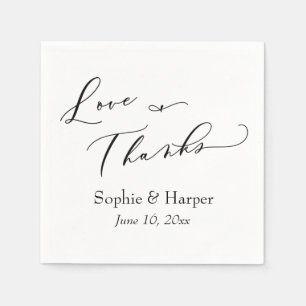 Luxury Script Simple Typography Love & Thanks Napkin