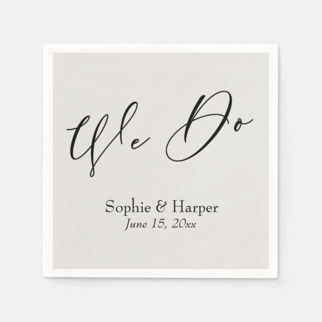 Luxury Script Simple Typography We Do Grey Napkin (Front)