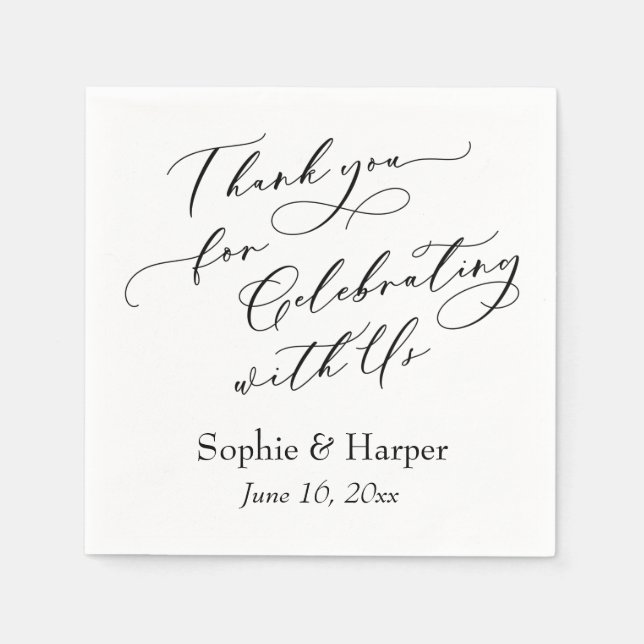 Luxury Script Thank You for Celebrating with Us Napkin (Front)