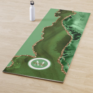 Luxury Sea Green Gold Agate Yoga Mat