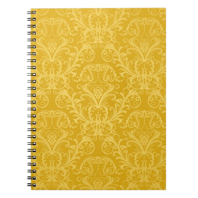 Luxury seamless golden floral wallpaper notebook (Front)