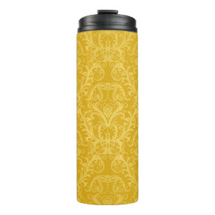Luxury seamless golden floral wallpaper thermal tumbler