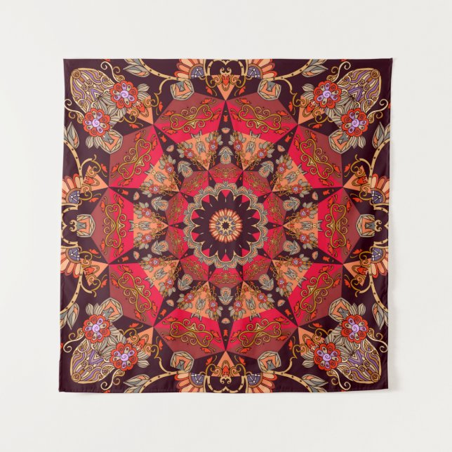 Luxury seamless ornament with mandala - star, flow tapestry (Front)