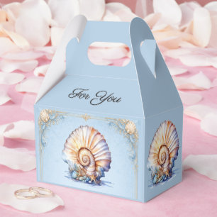 Luxury seashell beach wedding blue ivory favour box