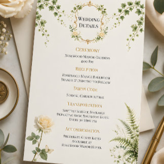 Luxury Secret Garden Wedding Details Card