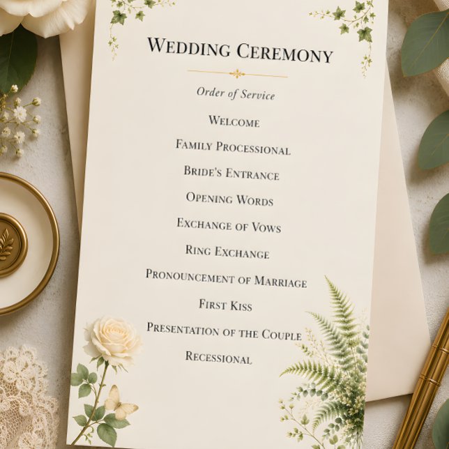 Luxury Secret Garden Wedding Programme (Mockups often vary compared to the original artwork so you can see ideas on placement of elements)