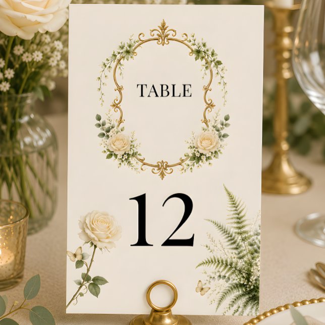 Luxury Secret Garden Wedding Table Numbers (Luxury secret garden wedding themed table number card)
