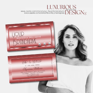 Luxury Shimmery Red with Diamonds Chic and Stylish Business Card
