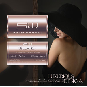 Luxury Shimmery Rose Gold Optics and 3D Monogram Business Card