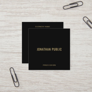 Luxury Silk Paper Elegant Template Black And Gold Square Business Card