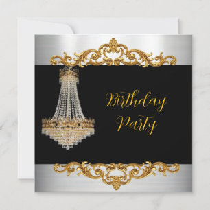 Luxury Silver and Black Birthday Invitation