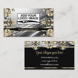 Luxury Silver and Deluxe Golden Ornate with Logo Business Card