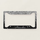 Luxury Silver Black Glitter and Sparkle Monogram