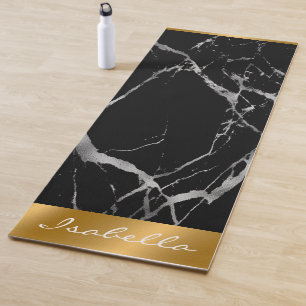 Luxury Silver Black Marble Customize Yoga Mat