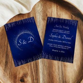 Luxury Silver Blue Wedding Invitation