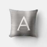 Luxury Silver Brushed Metal Monogram Name Initial