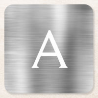 Luxury Silver Brushed Metal Monogram Name Initial