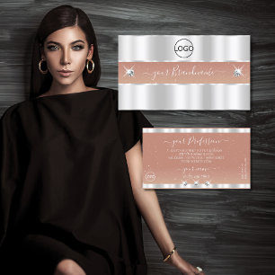 Luxury Silver Coral Sparkling Diamonds with Logo Business Card