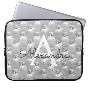 Luxury Silver Elegant Vintage Monogram Laptop Sleeve